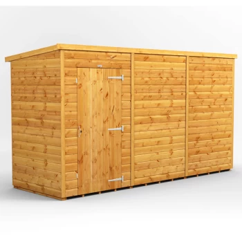 Image of 12x4 Power Windowless Pent Garden Shed - Brown