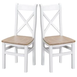 Image of Robert Dyas Madera Ready Assembled Pair of Cross Back Wooden Chairs