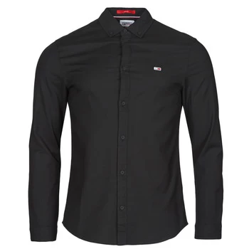 Image of Tommy Jeans TJM STRETCH OXFORD SHIRT mens Long sleeved Shirt in Black - Sizes S,M,L,XL,XS