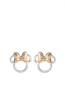 Image of Disney Minnie Mouse Sterling Silver And Rose Gold Bow Stud Earrings