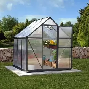 Image of Palram - Canopia Mythos 6X6 Polycarbonate Apex Greenhouse Grey