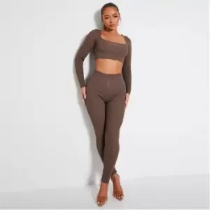 Image of I Saw It First Button Front Rib Seamless Leggings - Purple
