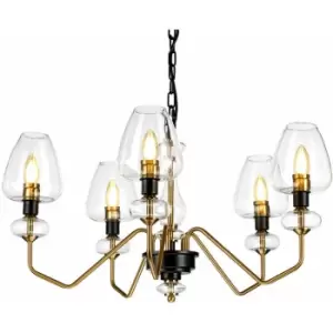 Image of Loops - 5 Bulb Chandelier Aged Brass Finish Plated And Charcoal Black Paint LED E14 40W