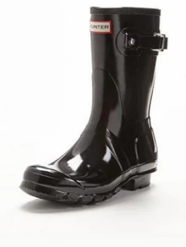 Image of Hunter Original Short Gloss Wellies - Black, Size 3, Women
