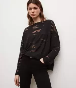 Image of AllSaints Womens Devore Rita T-Shirt, Black, Size: XS