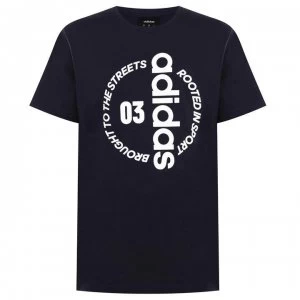 Image of adidas Circle Linear Mens T-Shirt - Navy/White