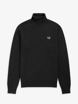 Image of Fred Perry Roll Neck Jumper, Black Size M Men