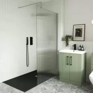 Image of Diamond - Modern 1000mm Fluted Walk In Wet Room Shower Screen Easy Clean 8mm Glass Chrome - Clear