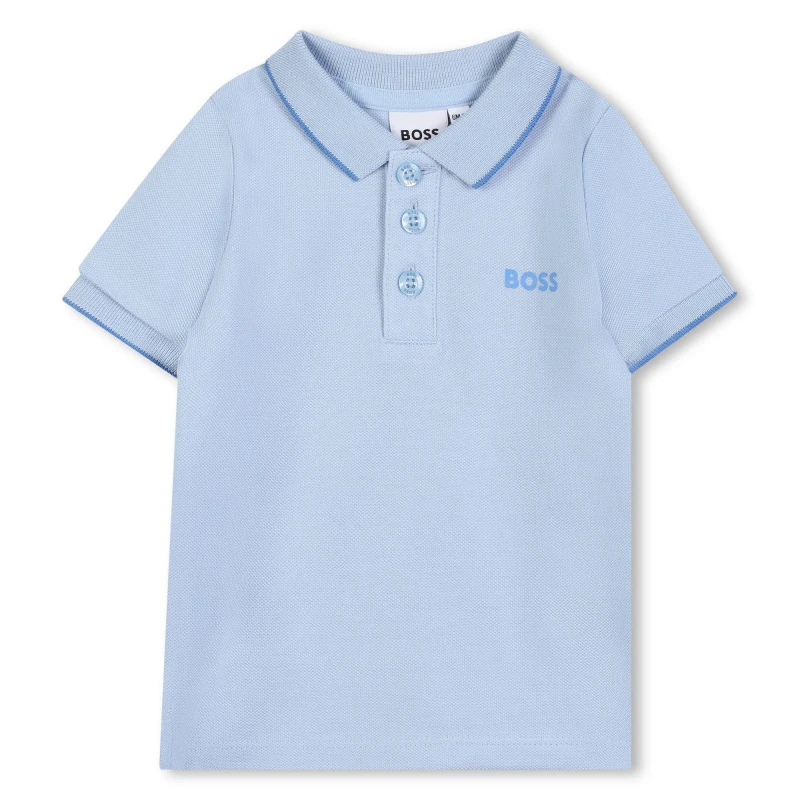 Image of Boss Kids Logo Short Sleeve Polo Shirt Prsn Blue 887 male 3Y