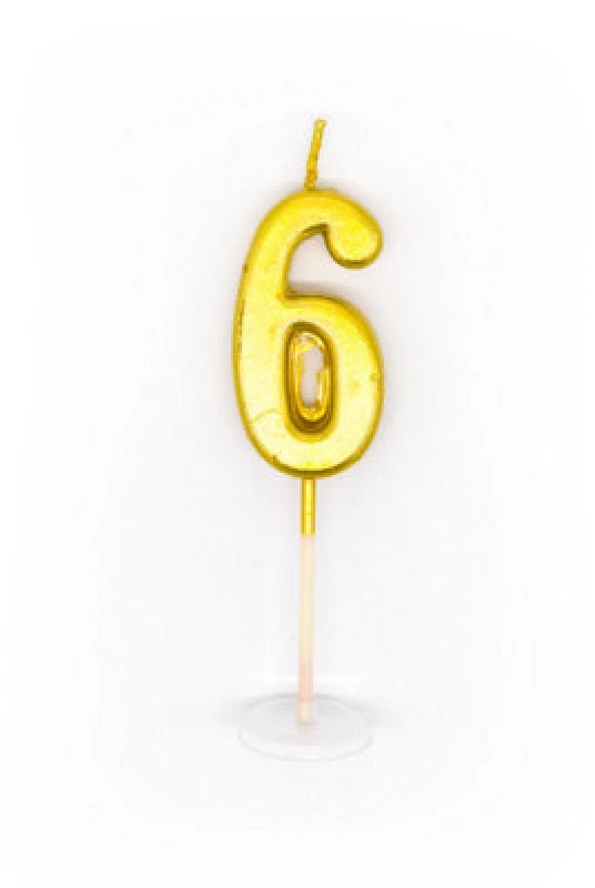 Image of Shatchi Gold 6 Number Candle Birthday Anniversary Party Cake Decorations Topper Gold unisex