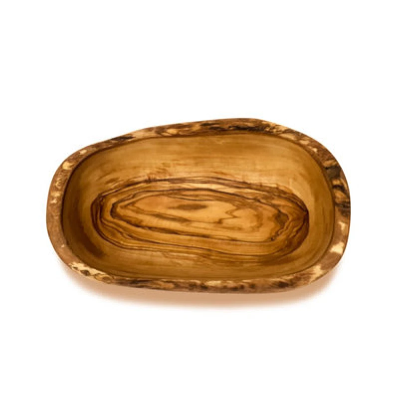 Image of Verano Spanish Ceramics Olive Wood Natural Grained Rustic Kitchen Dining Handmade Oval Bowl Medium (L) 29-31cm Natural