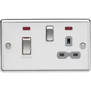 Image of Knightsbridge - 45A dp switch and 13A switched socket with neons - polished chrome with grey insert - CL83MNPCG