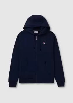 Image of Fila Mens Lucian Essential Hoodie With Ribbed Side Panel In Navy