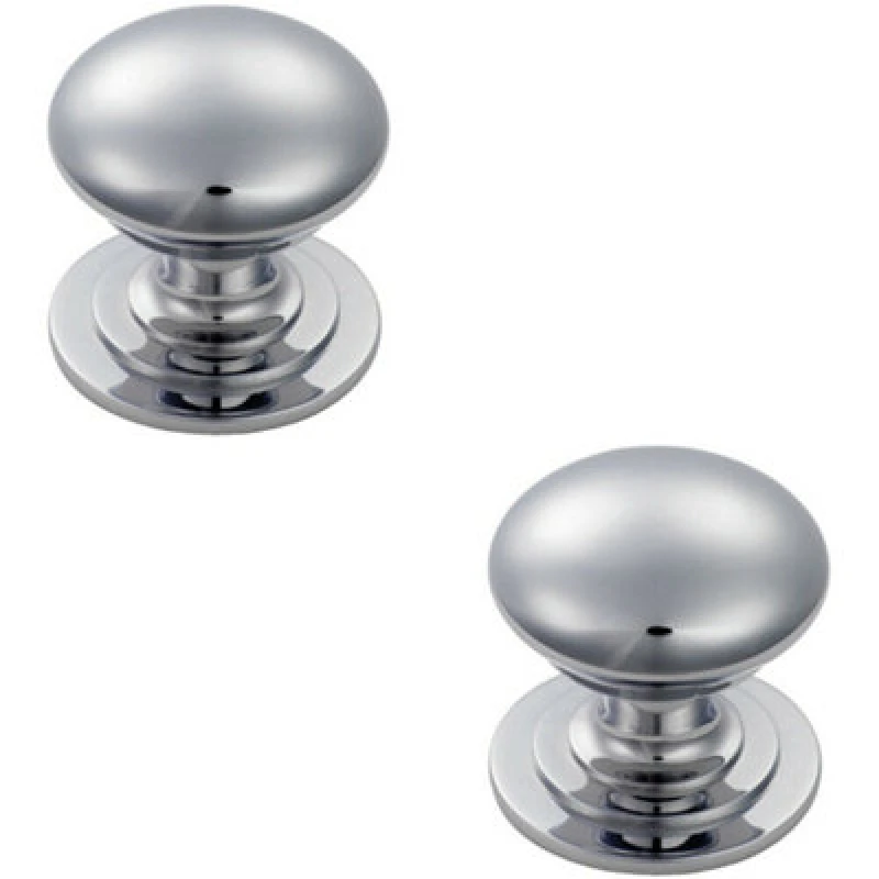 Image of Loops 2x Victorian Round Cupboard Door Knob 25mm Dia Polished Chrome Cabinet Handle Multi unisex