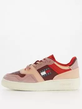 Image of Tommy Jeans Leather Basket Trainer - Red, Size 36, Women