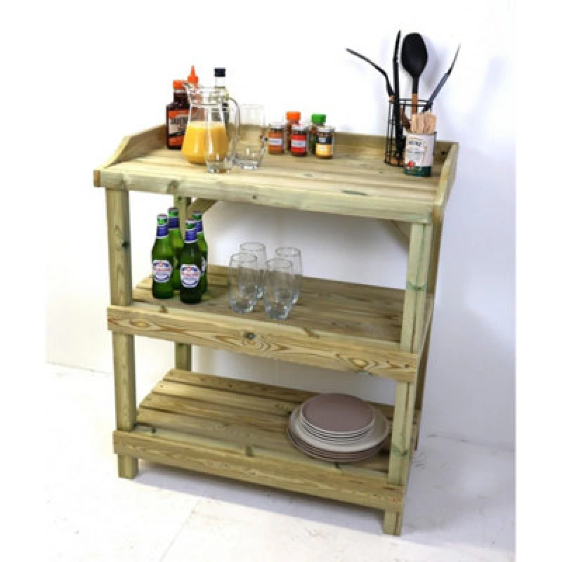 Image of Churnet Valley Garden Furniture Ltd Bbq Prep Outdoor Table - L49 X W84 X H95cm - Partially Assembled