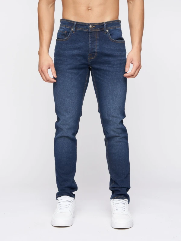 Image of Crosshatch Crosshatch Men Buraca Slim Fit Jeans in Dark Blue Size: 38R Dark Blue 38R Male 5059294162081