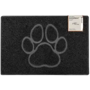 Image of Paw Small Embossed Doormat in Black