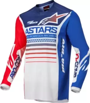 Image of Alpinestars Racer Compass Motocross Jersey, white-red-blue, Size S, white-red-blue, Size S