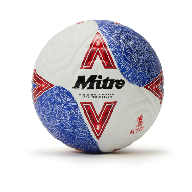 Image of Mitre FA Cup 2025 Match Football White/Blue unisex Size 5