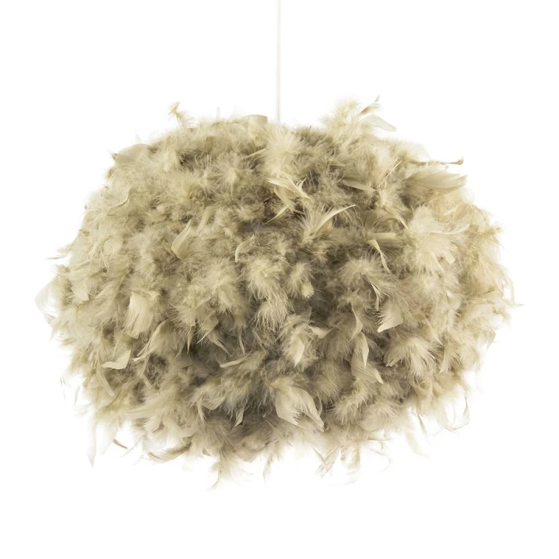 Image of Happy Homewares Modern & Unique Large Olive Green Feather Decorated Pendant Shade Size: 16" Olive Unisex 16"