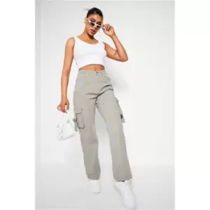 Image of I Saw It First Khaki Buckle Detail Cargo Jeans - Green