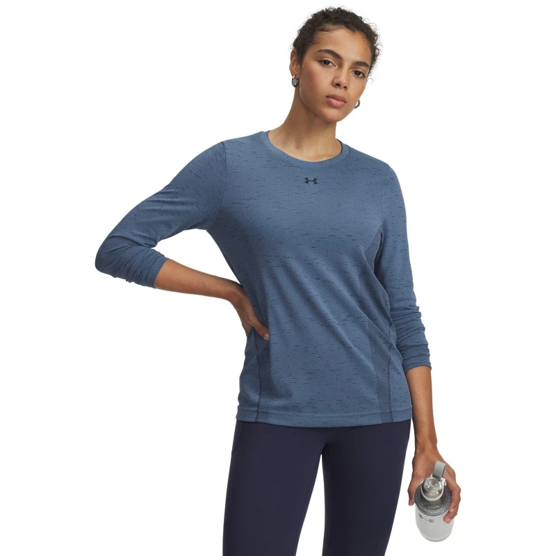 Image of Under Armour Womens Vanish Seamless Loose Long-Sleeve Sweatshirt Blue Smoke female 14 (L)