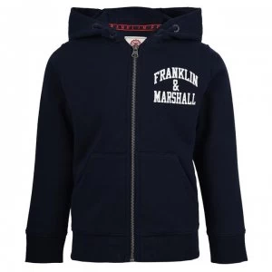 Image of Franklin and Marshall Badge Zip Hoodie - Navy