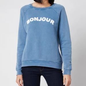 Image of Whistles Womens Bonjour Logo Sweatshirt - Blue - S