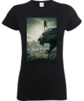 Image of Black Panther Poster Womens T-Shirt - Black - M
