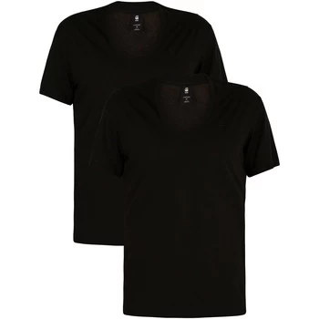 Image of G-Star Raw 2 Pack V-Neck Logo T-Shirts mens T shirt in Black - Sizes UK XS,UK S,UK M,UK L,UK XL,UK XXL,UK XXS