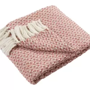 Image of Bexley Woven 100% Recycled Cotton Rich Fringed Throw, Paprika, 130 x 180 Cm - Appletree Loft