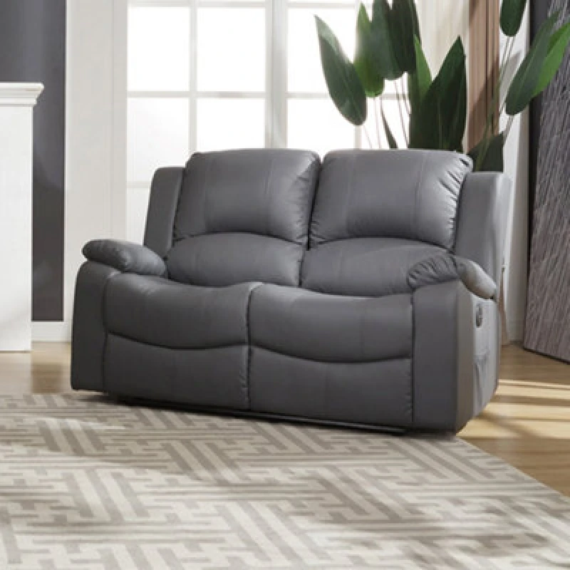 Image of Glendale 150Cm Wide 2 Seat Grey Bonded Leather Electrically Operated 2 Seat Recliner Sofa