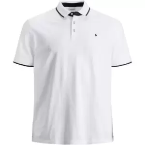 Image of Jack and Jones Tipped Pique Polo Plus Size - White