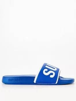 Image of Superdry Code Pool Slide - Blue/White Size M Men