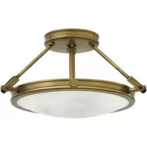 Image of Loops - 2 Bulb Flush Light Low Ceiling Heritage Brass LED E27 40W Bulb