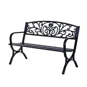 Image of Outsunny Garden Bench, Steel-Black
