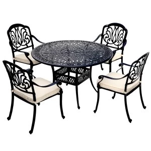 Image of Charles Bentley Ornate Metal 5 Piece Dining Set with Cushions