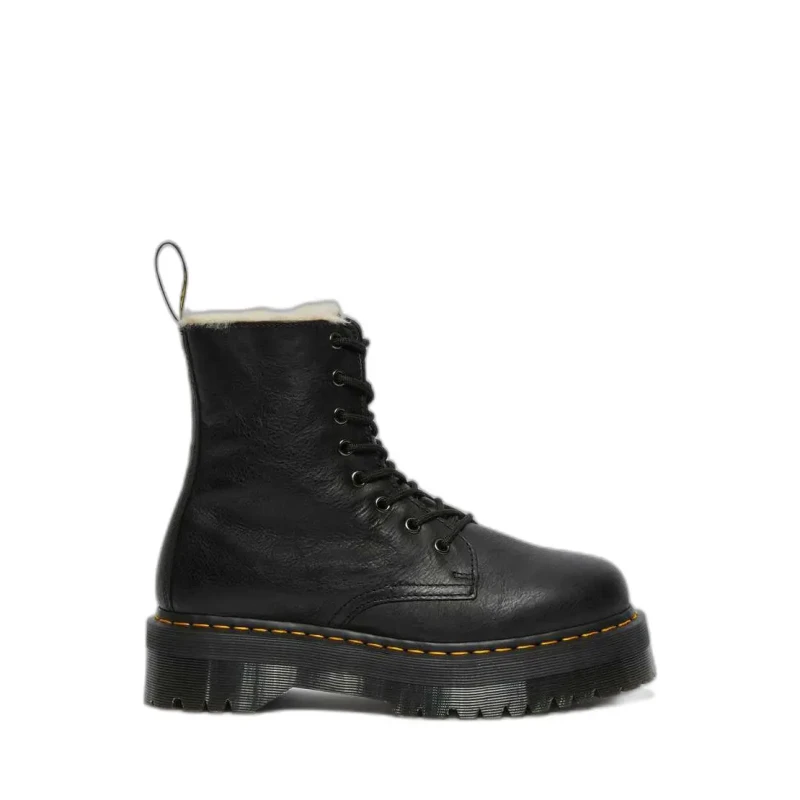 Image of Dr. Martens Jadon FL Pisa Leather Unisex Lace Up Boots - Black - Size:UK 4