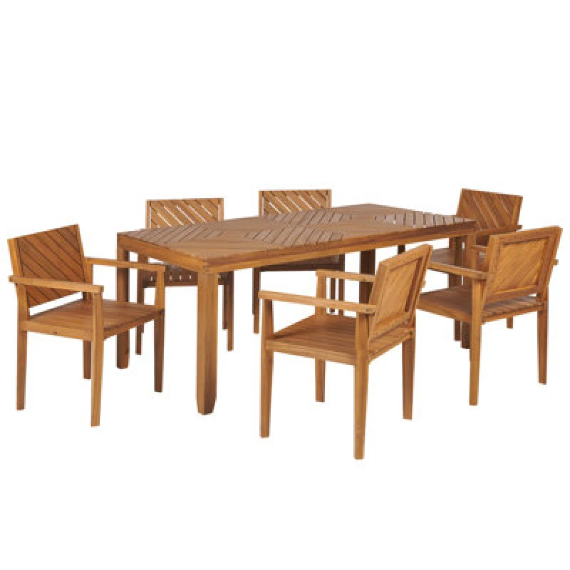 Image of Beliani Garden Dining Set 6 Seater Baratti Acacia Wood Brown