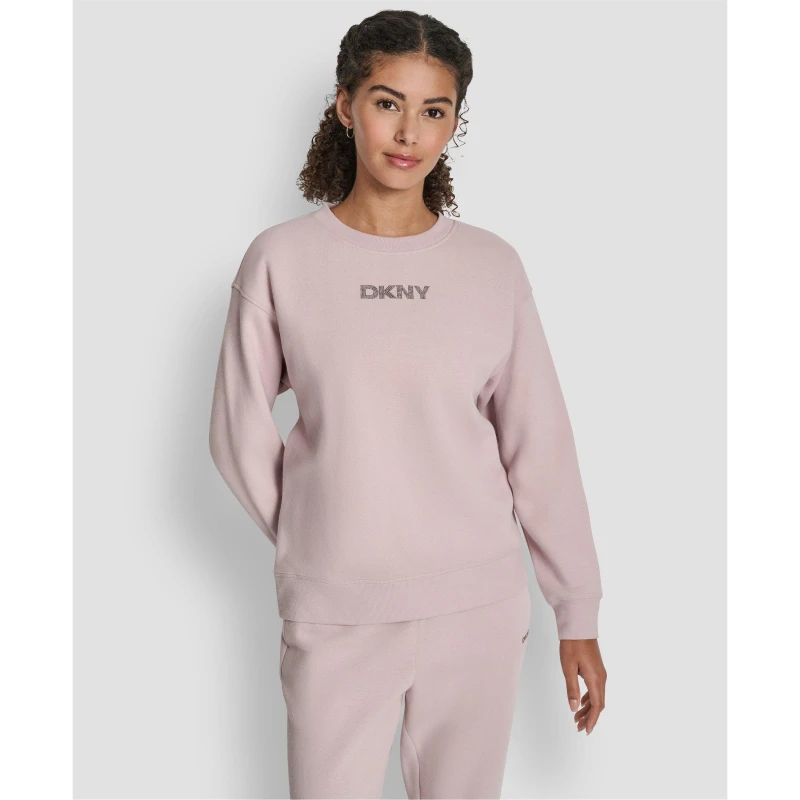 Image of DKNY Womens Cotton Logo Crew Sweatshirt Allure female 8 (XS)