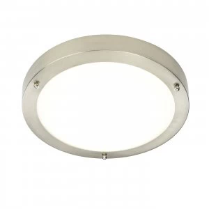 Image of LED Bathroom Flush Ceiling Light Frosted Glass, Satin Nickel IP44