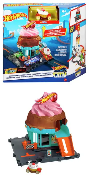 Image of Hot Wheels City Downtown Ice Cream Swirl Vehicle Playset