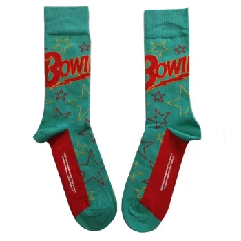 Image of David Bowie - Stars Outline Unisex UK Size 7 - 11 Ankle Socks - Green