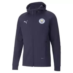 Image of Puma Manchester City 2022/2023 Hooded Jacket Mens - Blue
