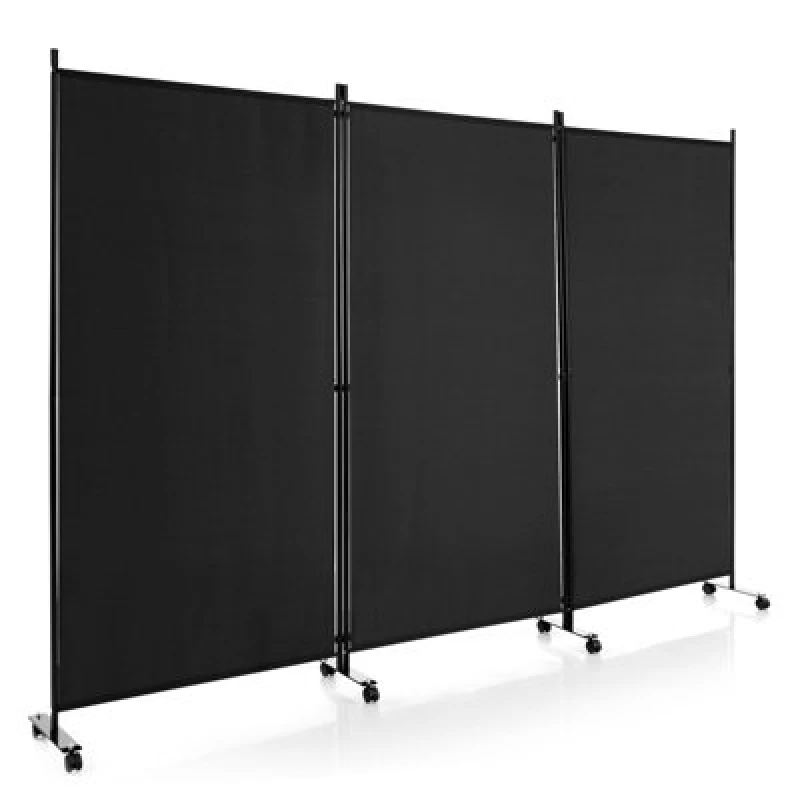 Image of Costway 180Cm Freestanding Room Divider 3 Panel Rolling Privacy Screens For Indoor