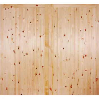 Image of Framed Ledged and Braced External Unfinished Redwood Rebated Garage Door Pair - 2135 x 2135mm