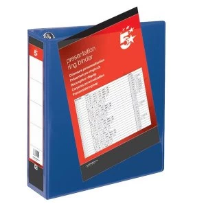 Image of 5 Star Presentation Ring Binder PVC 4 D-Ring 50mm Size A4 Blue Pack 10