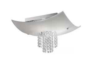 Image of Nyla Flush Ceiling 5 Light Polished Chrome, Glass, Crystal