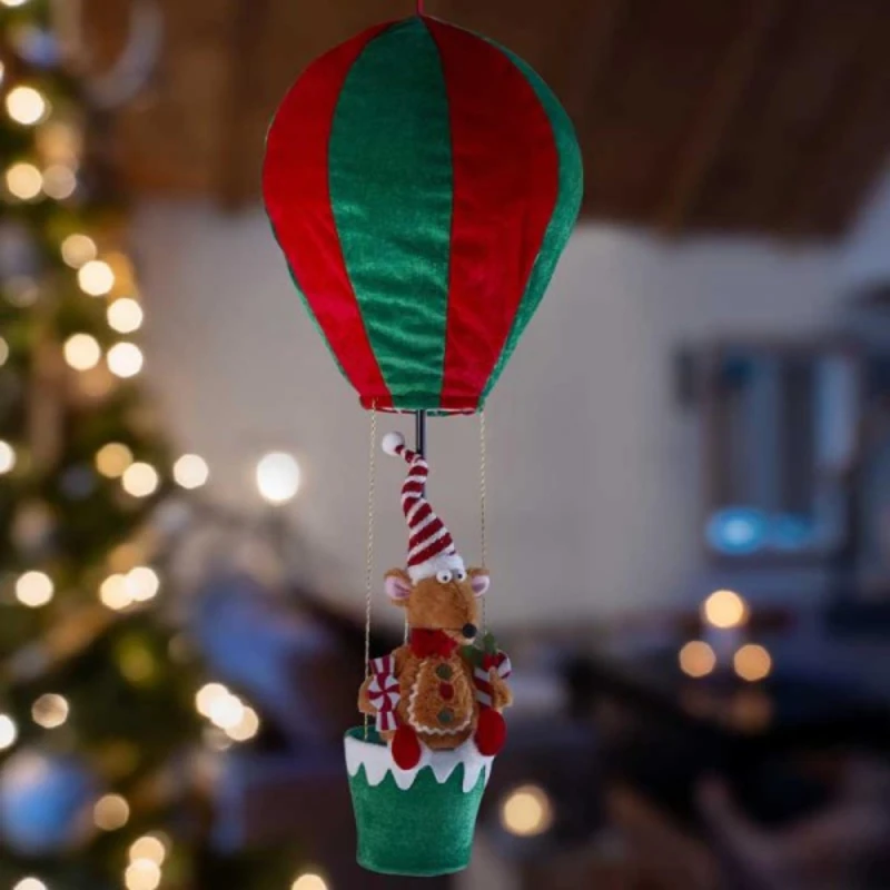 Image of 80cm Red and Green Razza Rat Hot Air Balloon Hanging Christmas Decoration